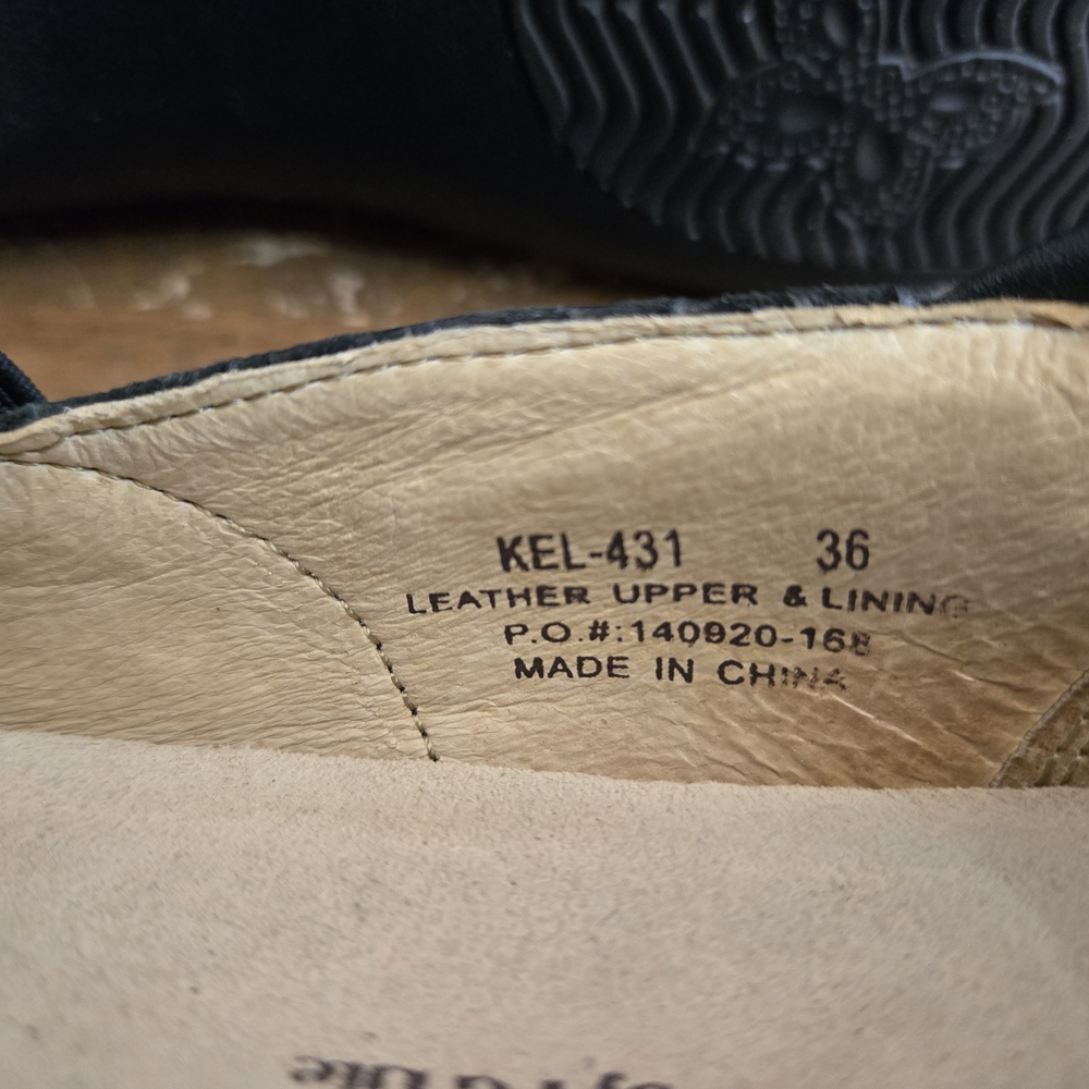 ALEGRIA Black Embossed Slip-On Shoes - Picture 9 of 10